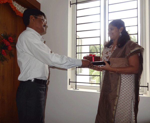 Keys being handed over to Mr. Sabiraj Gangadhar of apartment no. A 3 