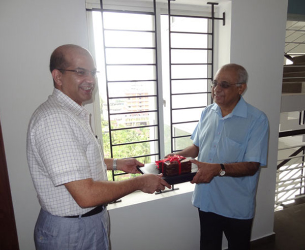 Keys being handed over to Dr Ambat.G.Unni - Apartment no A 12