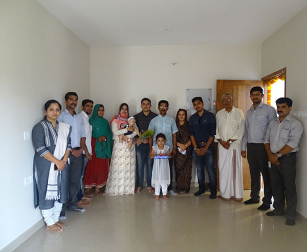 Our team with Mr. Basheer & family of apartment A 4 in Crescent Aster after handing over