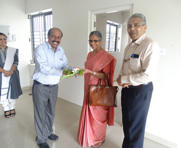  Our General Manager Administration greeting Dr. George Abraham and Dr. Geetha George  of apartment D 3 in Crescent Aster during handing over ceremony.