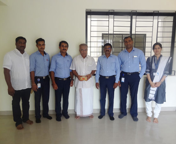 Mr.Aboobacker, of apartment B 2 in Crescent Iris during handing over ceremony.