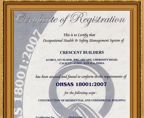 OHSAS 18001: 2007 Certificate