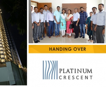 Our team with Ms. Smitha Vijayaraghavan and family of apartment no. D 3 in Platinum Crescent after handing over.