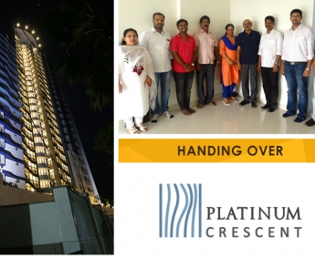 Our team with Mr. Antony Chacko & Family of apartment no. A 11 in Platinum Crescent after handing over.