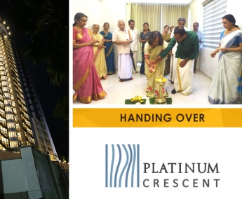 Mr. Velluva Mohandas & Dr. Usha Mohandas of apartment no. A 21 in Platinum Crescent, lighting the lamp after handing over