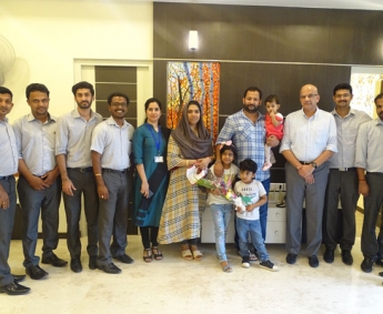 Our team with Mr. Shakkeer Kakkeri & Family of apartment no. C 7 in Crescent Zinnia after handing over.