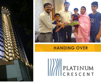 Our Project Engineer - Jijo John greeting Mr. Abdul Rasheed V & Family of apartment C 7 in Platinum Crescent during handing over ceremony.