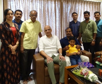 Our team with Mr. Praveen Tharavath & family of apartment no B 7 in Crescent Lavender, after handing over			