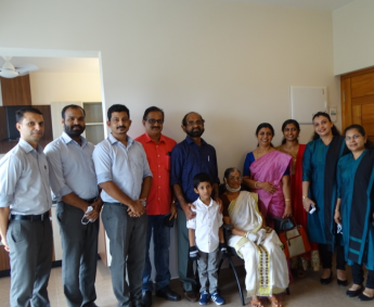 Our team with Ms.Bindiya and family of apartment no. G13 in Crescent Lavender, after handing over	