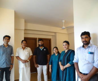 Our team with Mr.Aneesh Sebastian of apartment no. C08 in Crescent Lavender, after handing over