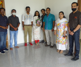 Our team with Mr.Zubin Ramachandran and family of apartment no. D04 in Crescent Lavender, after handing over