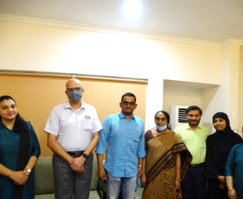 Our team with Mr.Bipin Aravindakshan and family of apartment no. I12 in Crescent Zinnia, after handing over