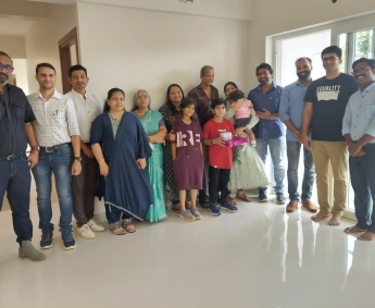Our team with Mr.Deepak M and family of apartment no. B03 in Crescent Lavender, after handing over