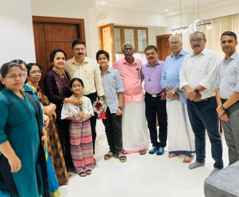 Our team with Lt. Col. Dilesh PK and family of apartment No. A 09 in Triton Crescent ,after handing over