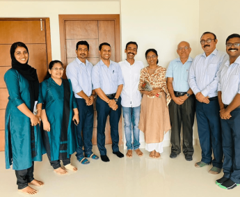 Our team with Mr. Jithin George  and family of apartment No. B 05 in Triton Crescent ,after handing over