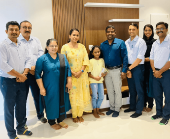 Our team with Mr. Srijeesh and family of apartment No. D 09 in Triton Crescent ,after handing over