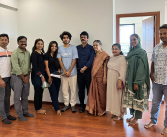 Our team with Ms. Sujaya Suresh and family of apartment No. A 12 in Triton Crescent ,after handing over