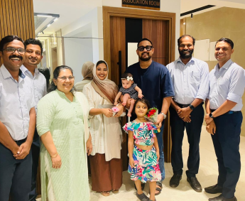 Our team with Mr. Muhammed Afnan and family of apartment No. C 03 in Triton Crescent ,after handing over