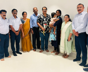 Our team with Mr. Anoop and family of apartment No. D 07 in Triton Crescent ,after handing over
