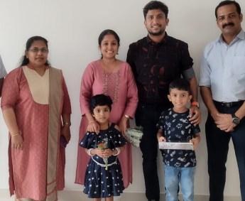 Our team with Mr.Chandresh and family of apartment No. B 19 in Triton Crescent ,after handing over
