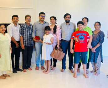 Our team with Mr.Sreejith Sreenivasan and family of apartment No. E 9 in Triton Crescent ,after handing over.