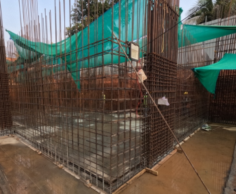 Shows STP wall steel work 50% has been completed.