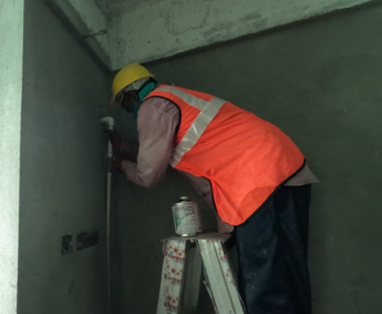 Plumbing chipping & piping work is in progress on 3rd floor.
