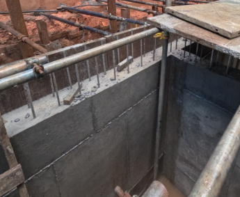 Sump tank wall casting work has been completed.